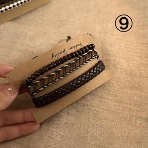 ハンドメイド おしゃれ カラフル 革質 天然石 レトロ レディース 手作り ブレスレット