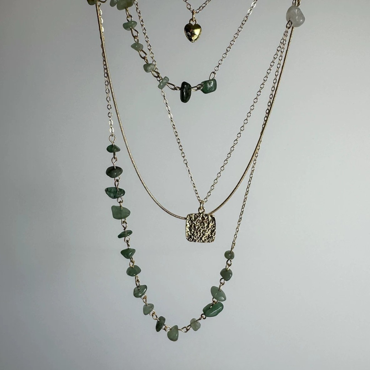 レイヤード レトログラスビーズネックレス W10433