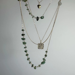 レイヤード レトログラスビーズネックレス W10433