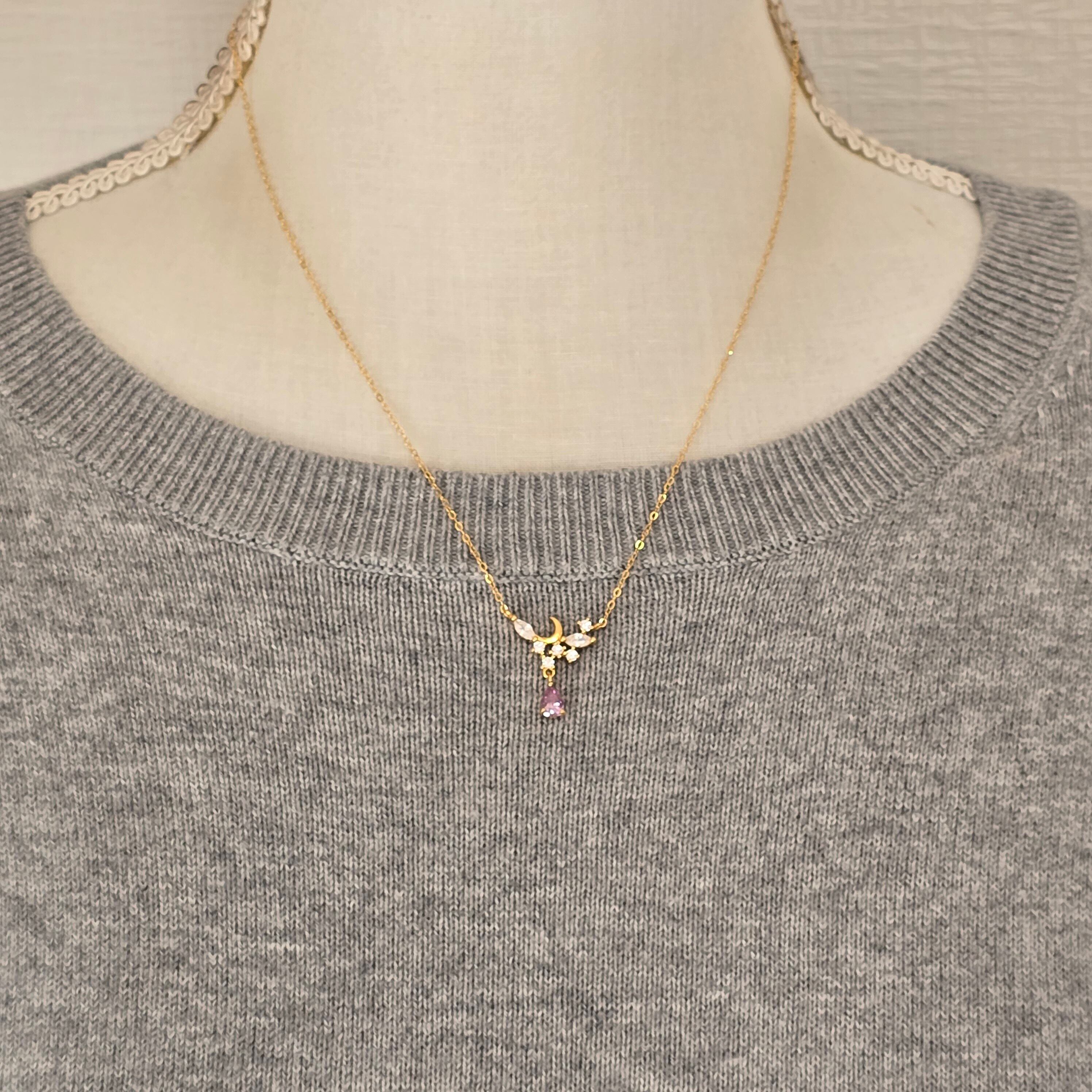 最高級✨モアサナイト✨ダブルUコマ　ネックレス✨ピンクゴールド✨新品✨ ネックレスレディース モアサナイト ピンク 一粒ネックレス