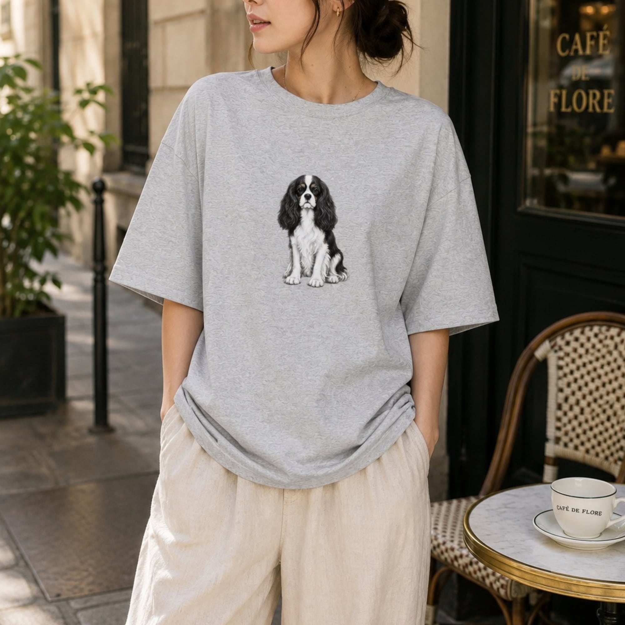 CAVIERA Cavalier Art Portrait Big Silhouette Tee – Tricolor 0082
