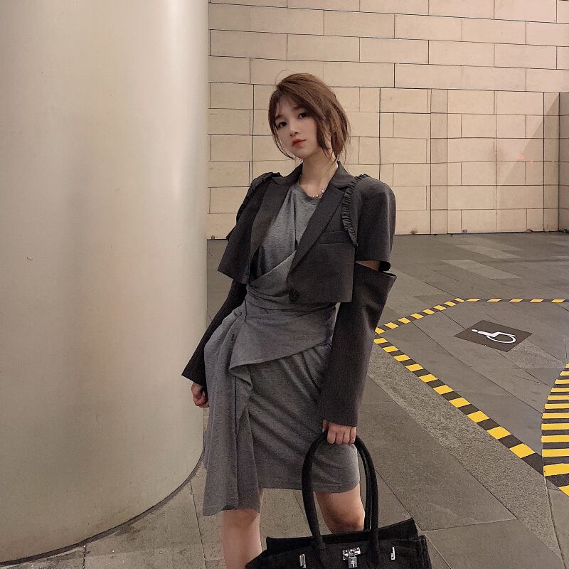 ジャケット レディースショートカジュアルスタイルスプリング ストリート 春物 ブラックストロベリース47501346207