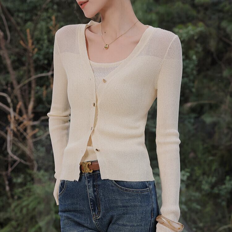 ボタンフロント リブニット カーディガン 1col H11116