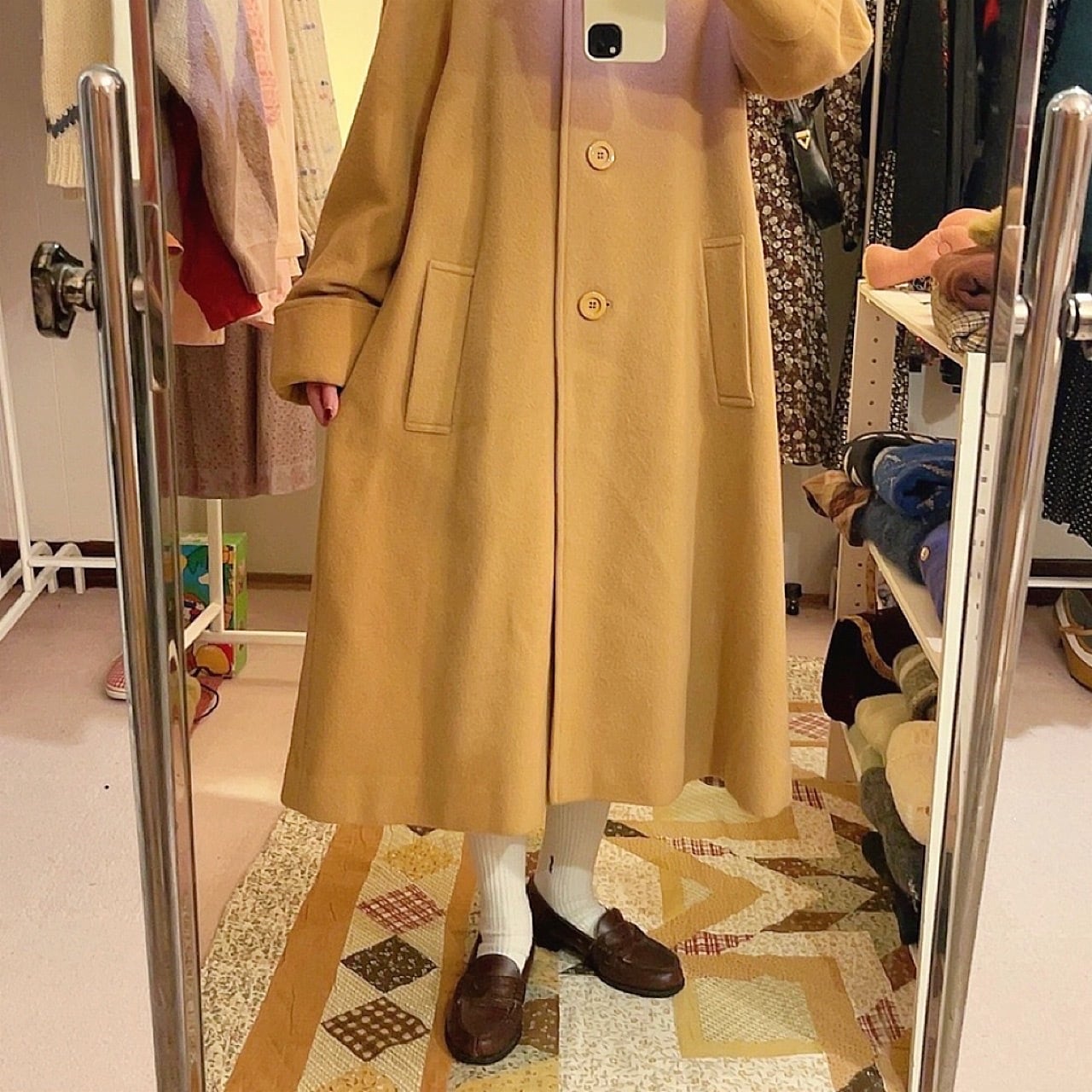 / camel beige raglan long coat