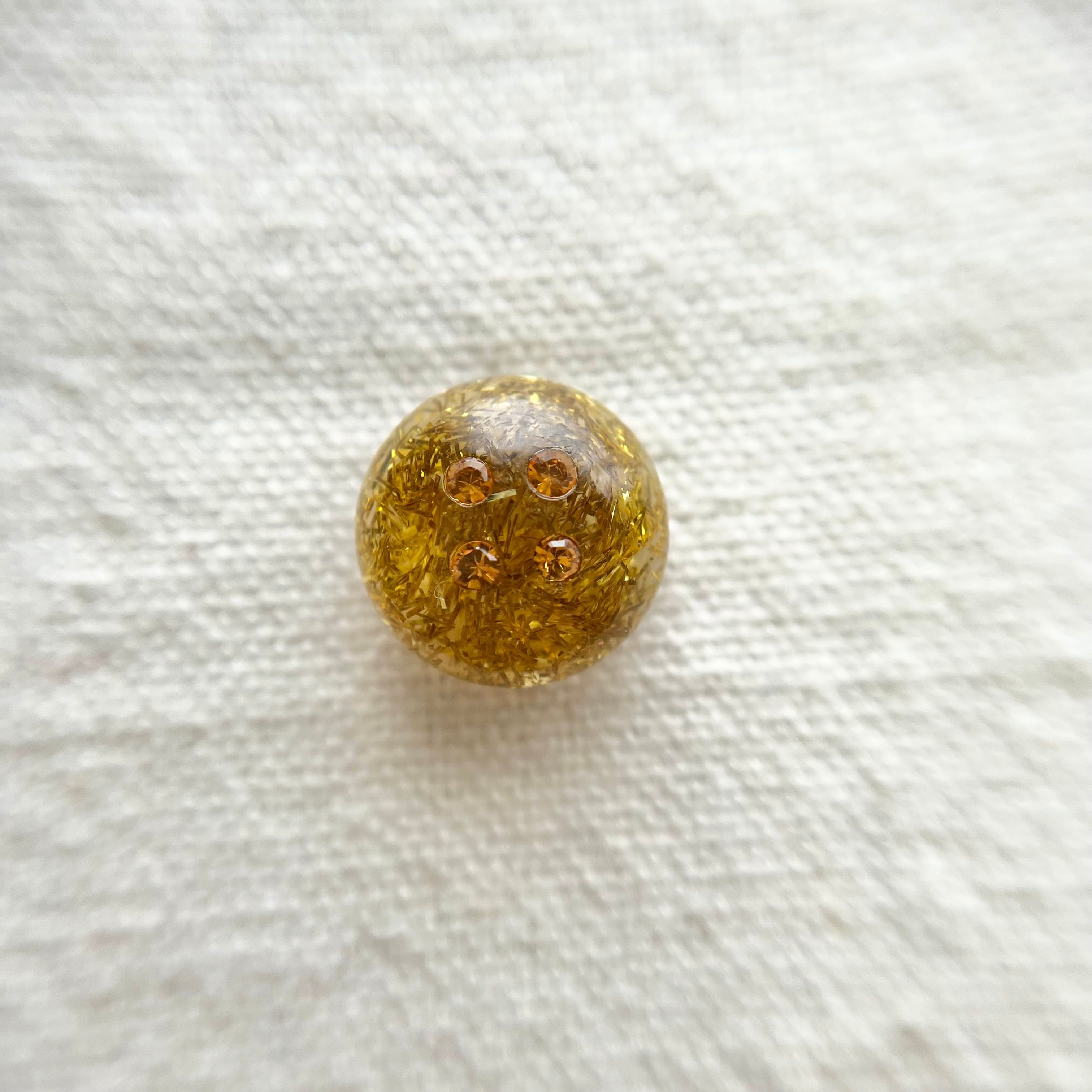 4粒オレンジラインストーン×ゴールドグリッター 13㎜