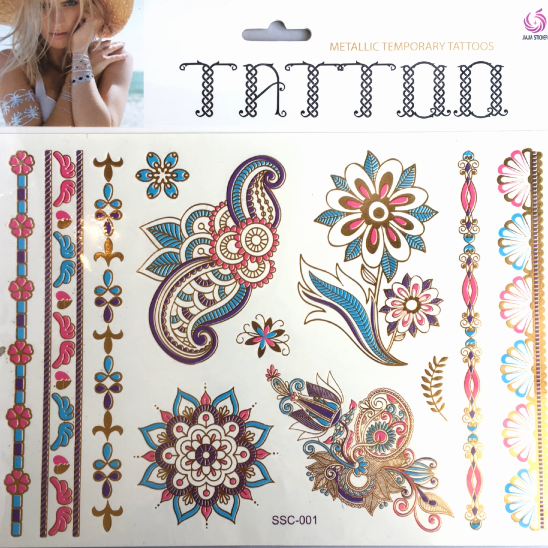 タトゥーシール タトゥー フラッシュタトゥー シャイニーシール 夏 アクセサリー アクセサリーシール エスニック アジアン * アジアン雑貨