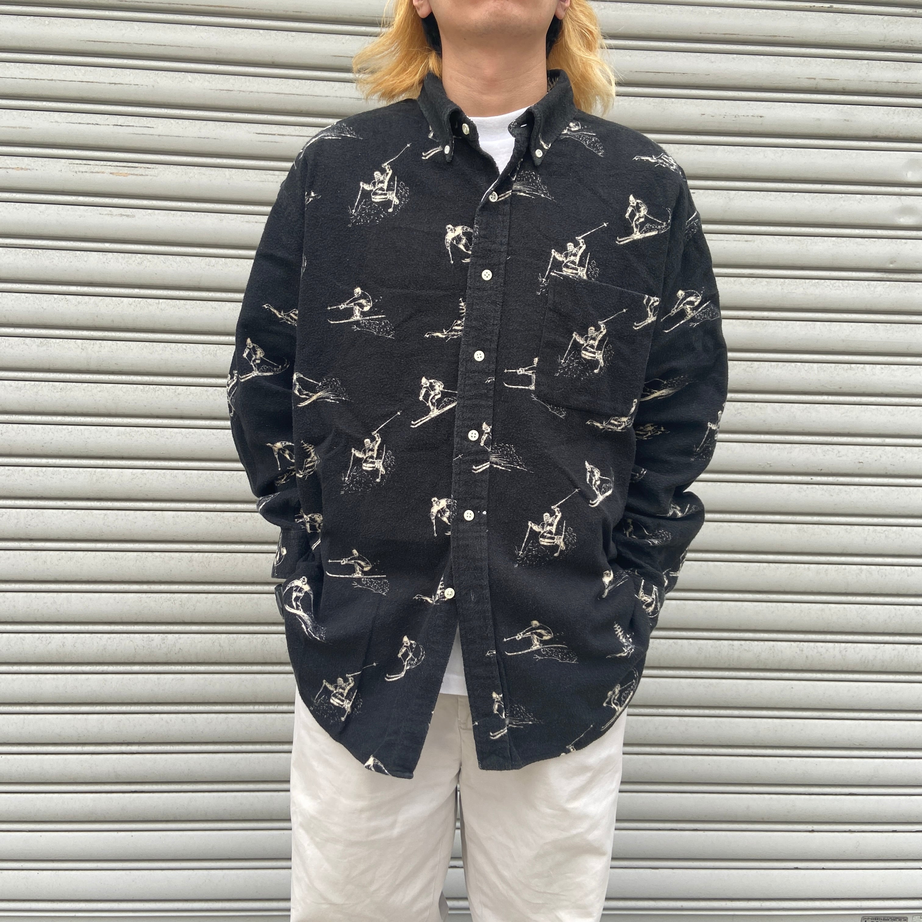 送料無料』Ralph lauren 90s スキー柄シャツ BIGSHIRT シャモア | 古着 