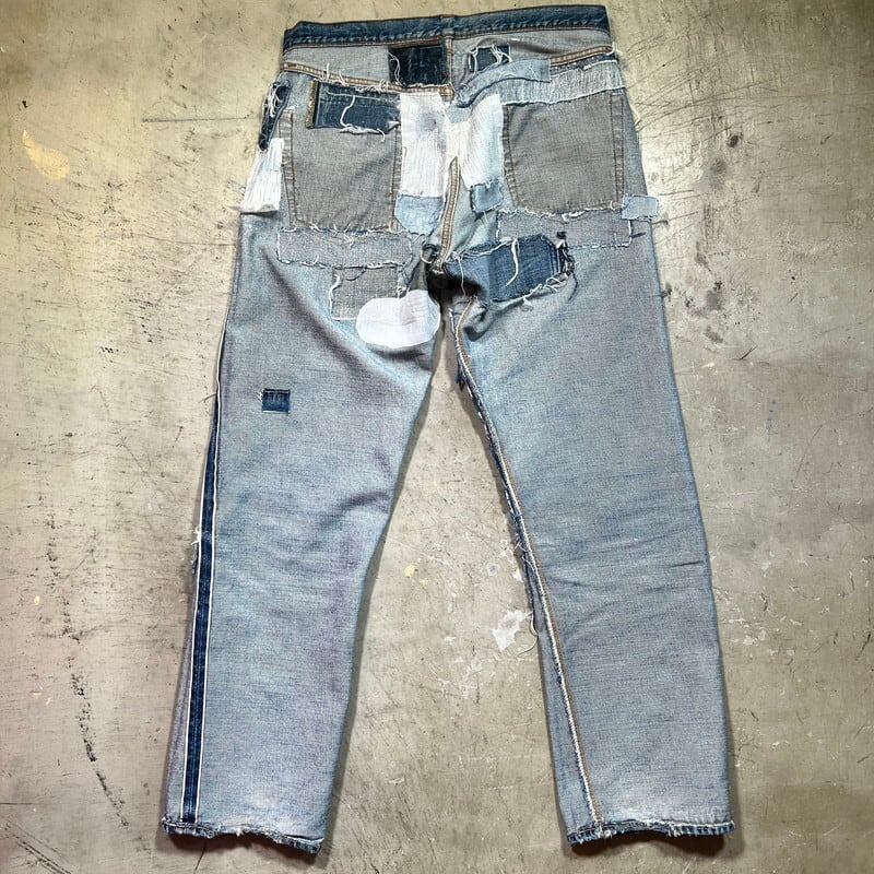 70Sリーバイス501 66前期 グランジ系 実寸W35インチ リペア済み 70's LEVI'S リーバイス 501 66 Big E デニム 過渡期モデル 刻印6