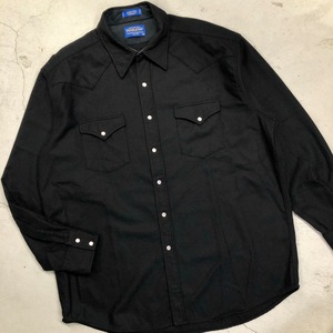 ⊕PENDLETON SOLID BLACK WOOL WESTERN SHIRT