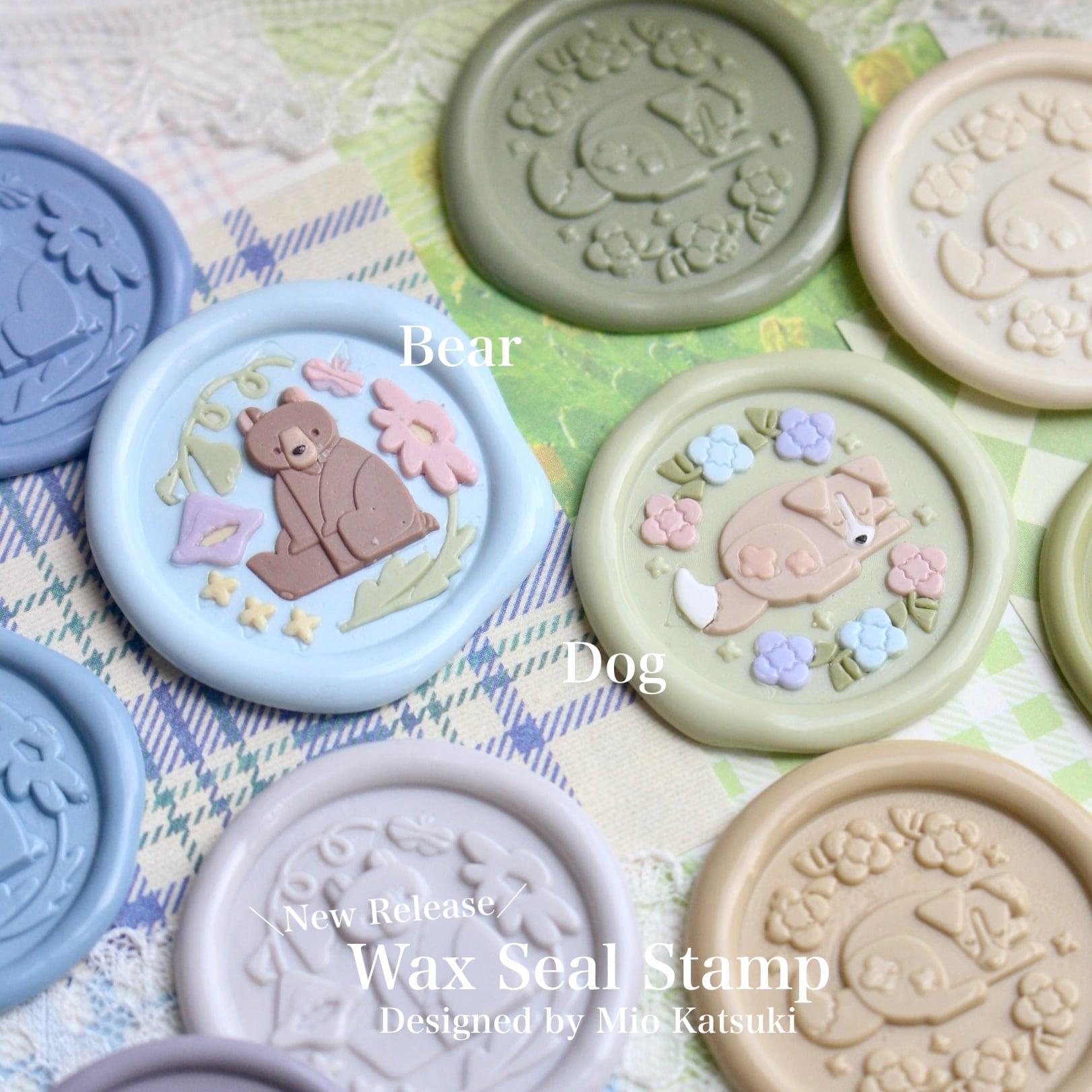 【カツキミオ】Wax seal stamp │ Bear / Dog【25mm】