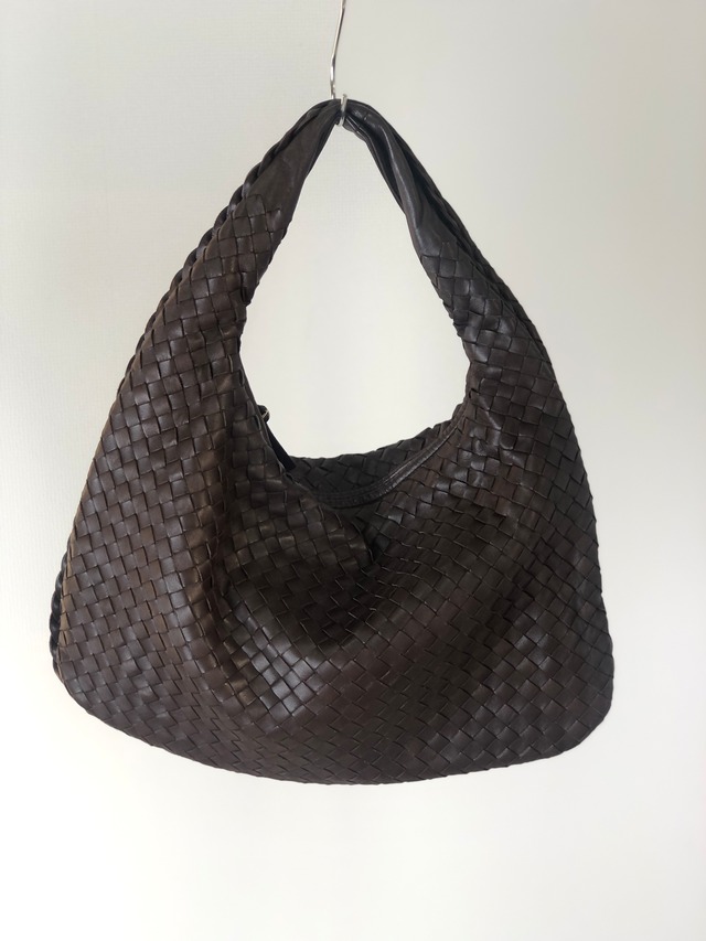 Bottega Veneta ボッテガ・ヴェネタ イントレチャート ショルダーバッグ ブラウン レザー ホーボー vintage ヴィンテージ オールド y2i2vx