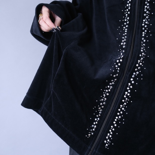 "天の川" crystal decoration design over silhouette velours track jacket