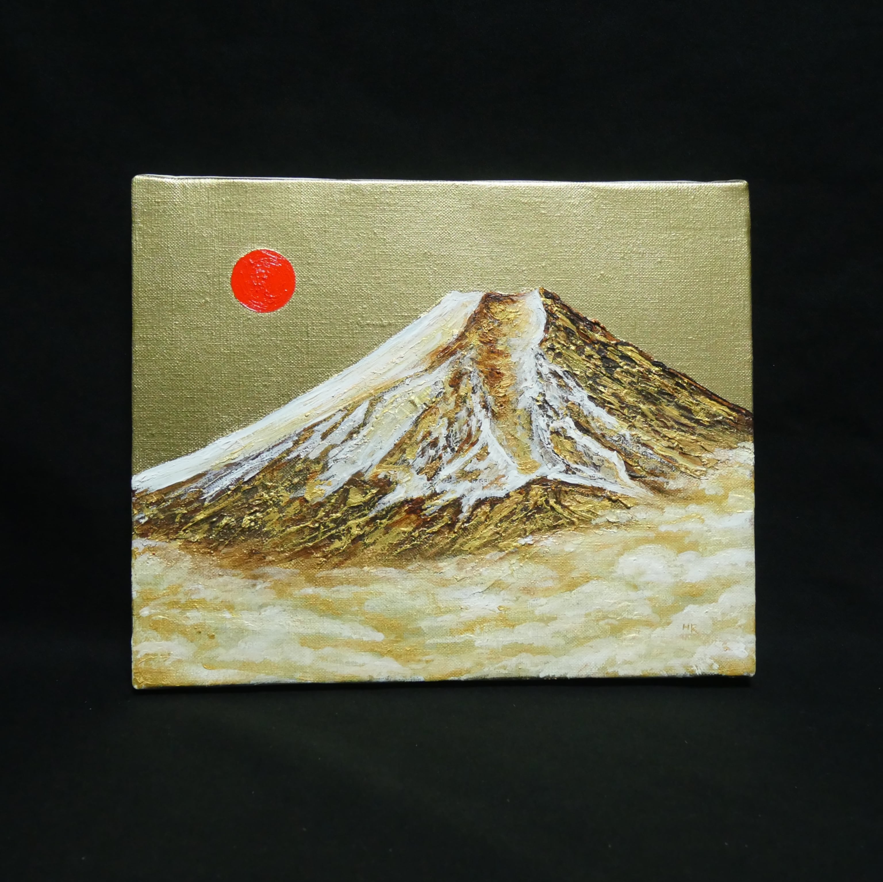 一点物 油彩画【旭日黄金富士】F3号 原画 富士山インテリア | HIROSHI1990