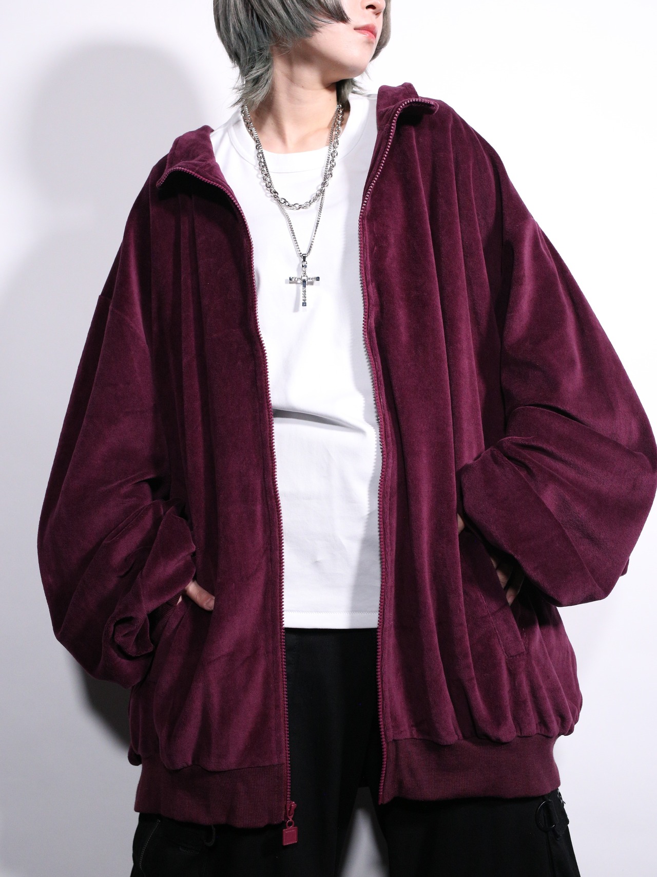 "KING SIZE" XXXL super over silhouette velours jacket - 3