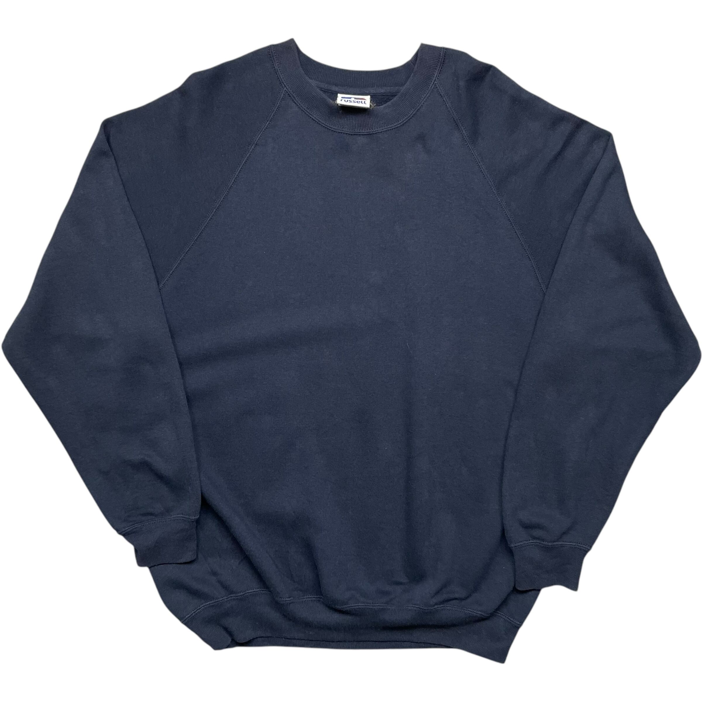 《L》russell athletic ラッセルアスレチック スウェット ラグランスリーブ 無地 ネイビー 90年代 vintage no.6227