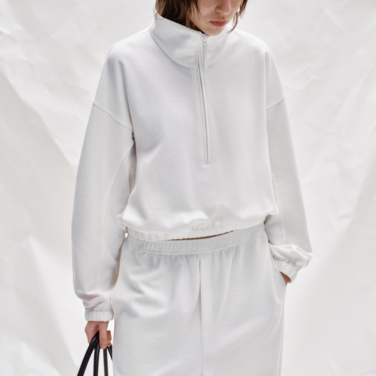 Cropped Zip-Up Sweat T0739