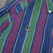 multi stripe denim button down shirt