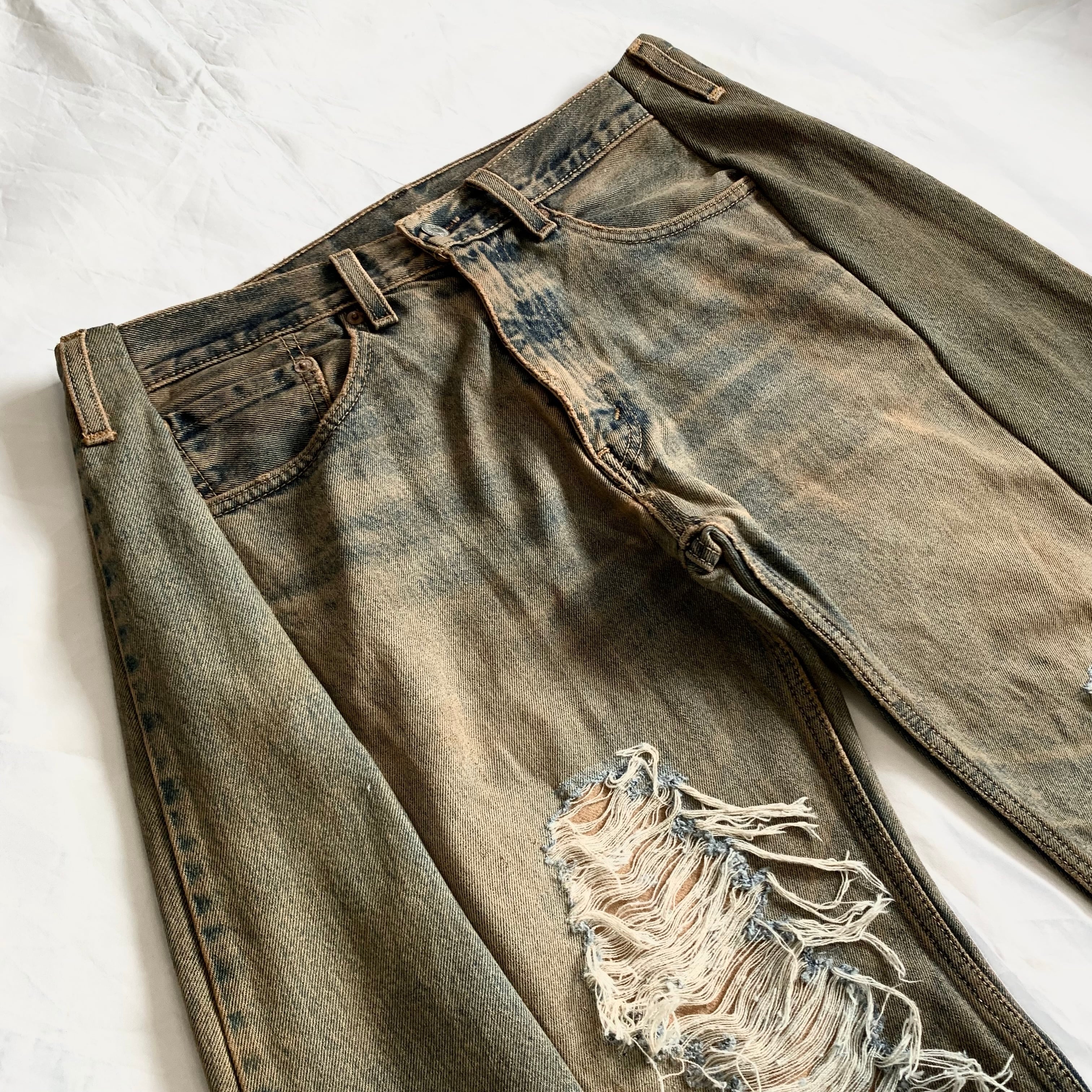 No.332【dirty color/wide】再構築 リメイク デニム フレア | 101NEWYORK