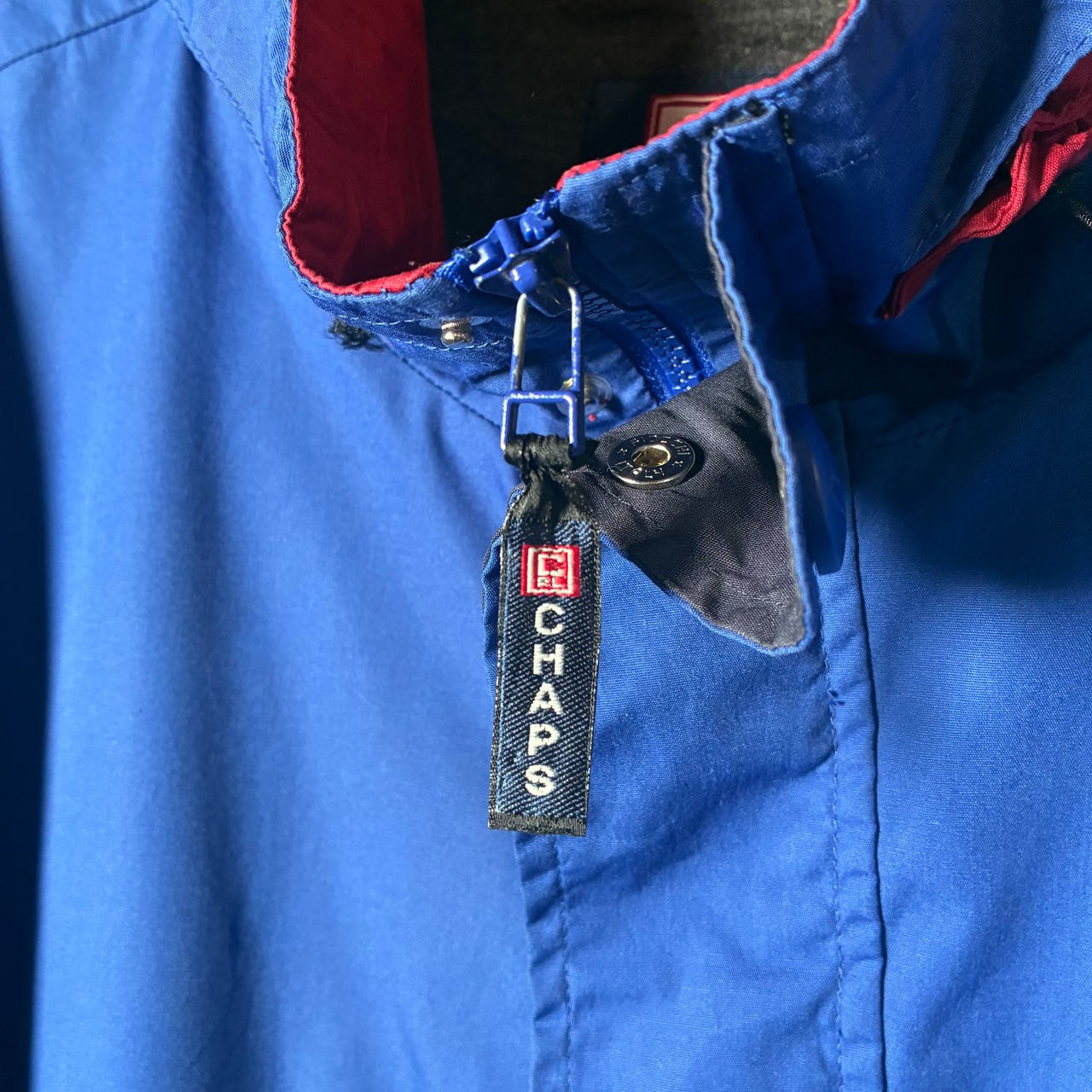 90s CHAPS RALPH LAUREN ナイロンジャケット ブルー 袖ロゴ XL