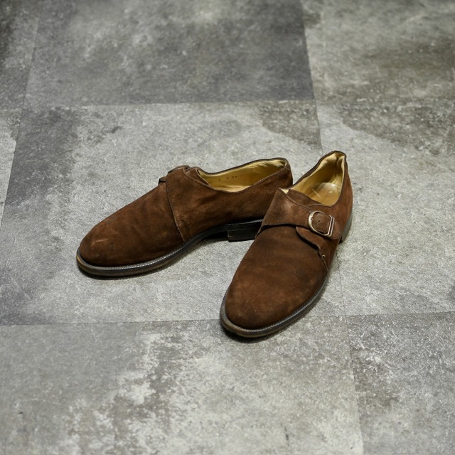 BALLY single monk strap brown suede shoes