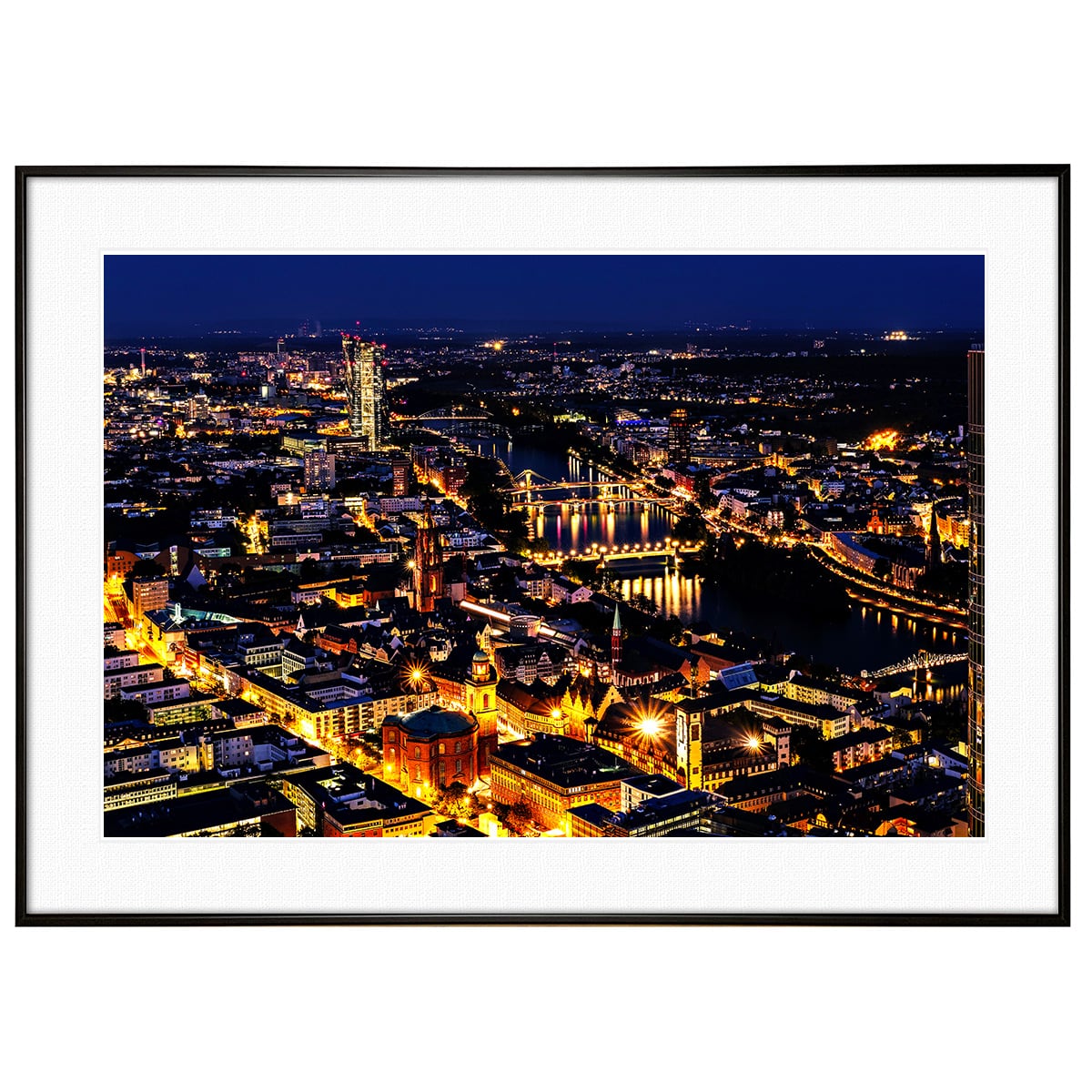 夜景写真 ドイツ フランクフルト インテリアアートポスター額装 AS0461