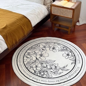 botanical cercle rug 120cm / ボタニカル サークル ラグ カーペット フットマット ラウンド 北欧 韓国雑貨