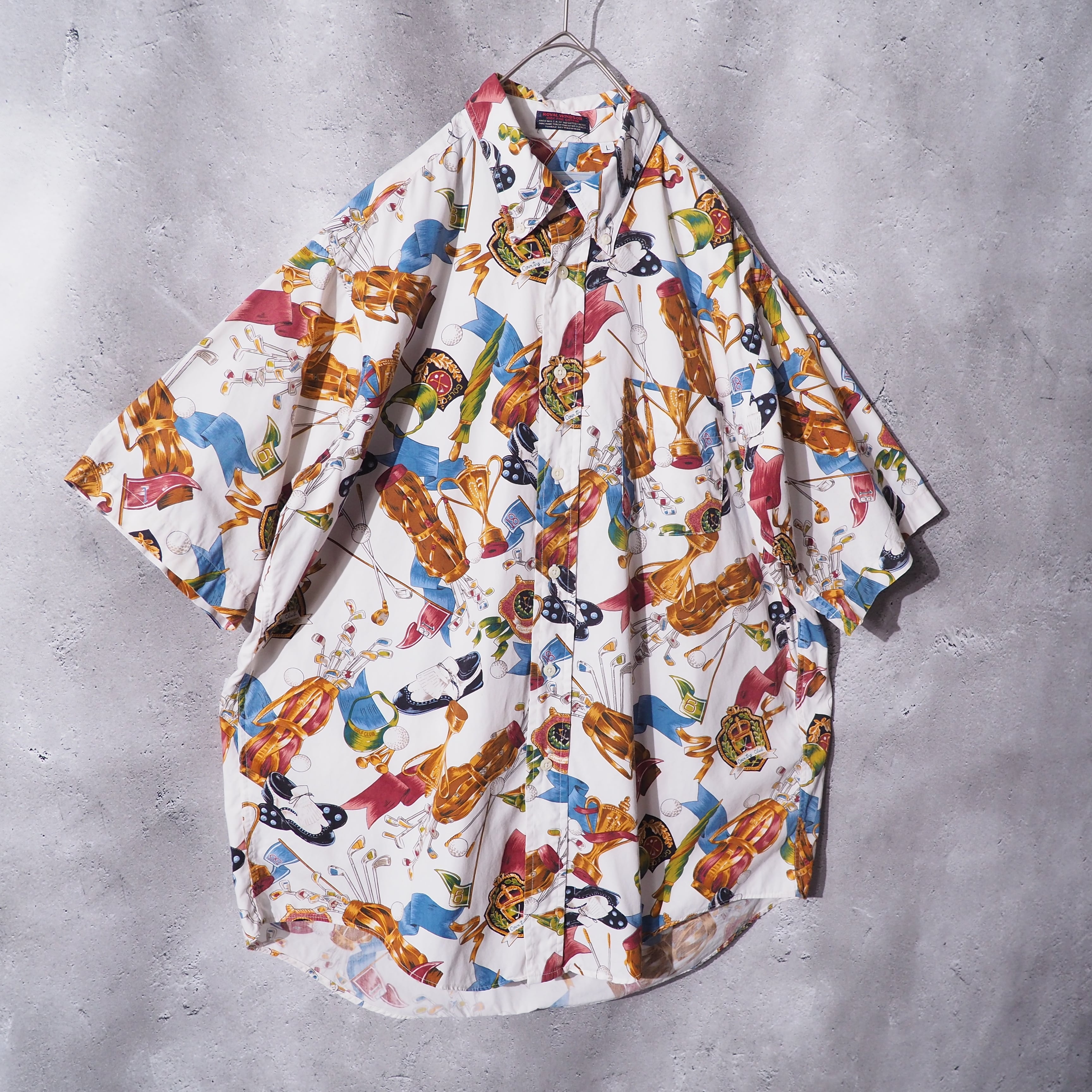 1990s " Made in USA " Beautiful Luxury pattern vintage loose Button down shirt