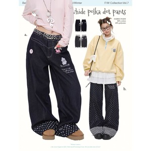 [BETWEENAND] Snow Winter Penguin Dot Jeans