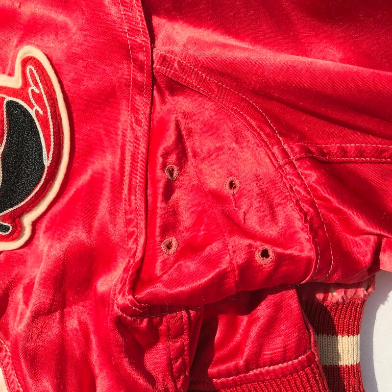 40's サテンボタンスタジアムジャケット ボタスタ レッド
