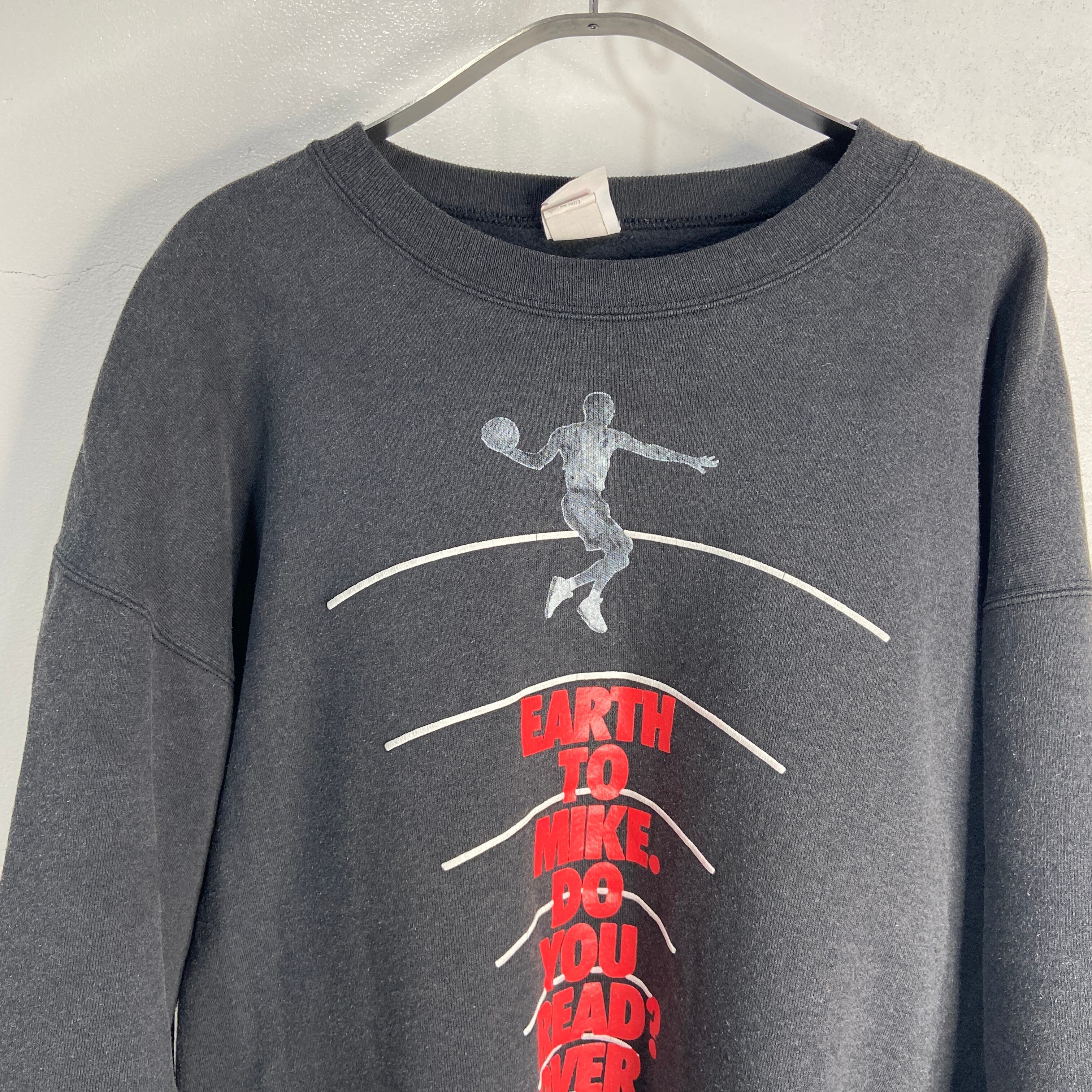 送料無料』90s JORDAN NIKE プリントスウェット USA製 銀タグ 黒 XL 