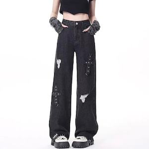 【予約】cross-motif subculture sweet & cool straight jeans