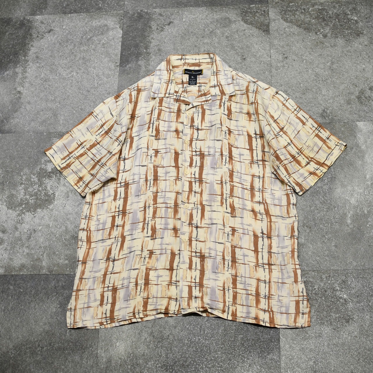 STASY ADAMS pattern ramie open collar shirt