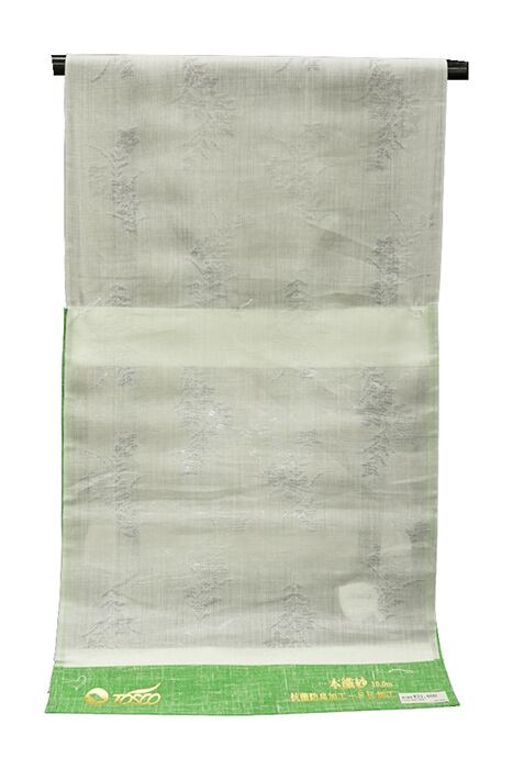 夏物長襦袢 反物 トスコ 桔梗 白 麻混襦袢 紋紗 ポリエステル60％ 麻40