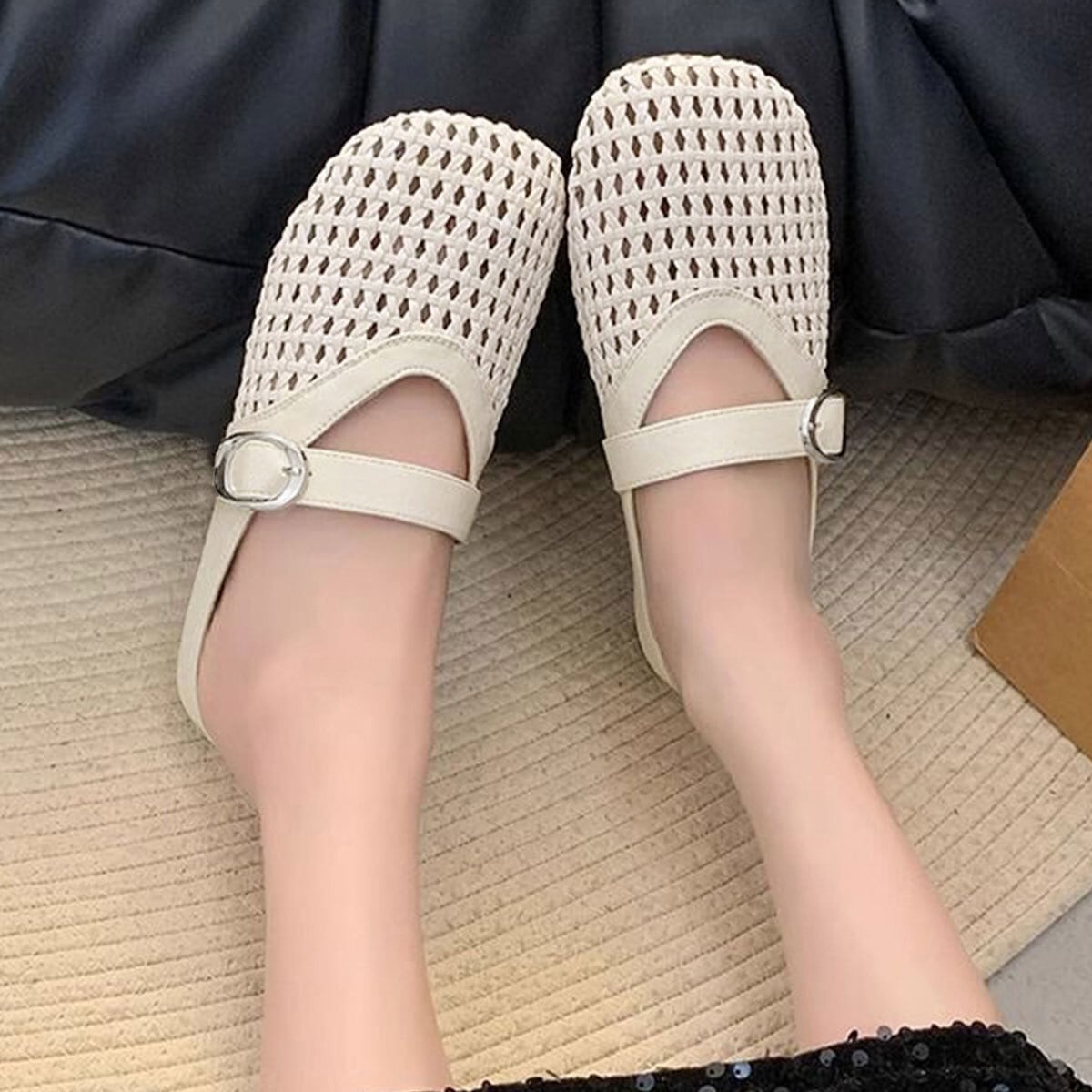 パンプス メッシュ ラウンドトゥ レディース 春夏 韓国 大人 きれいめ 走れるパンプス 歩きやすい 疲れにくい フラット ミュール サンダル つっかけ ぺたんこ 大人可愛い 大人女子