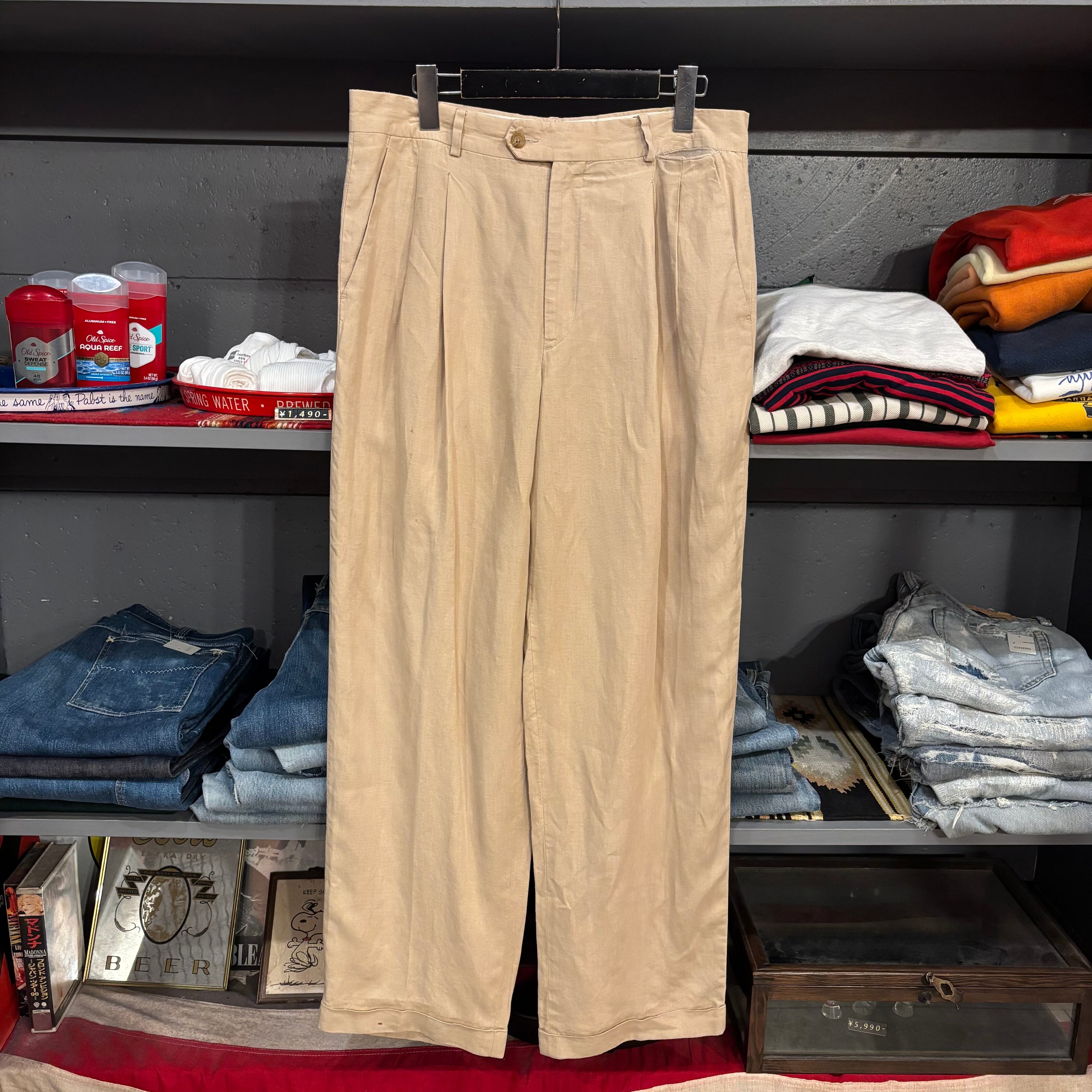 90s J.CREW リネン 2タック スラックス パンツ 90s J.CREW 2 Tuck Linen Slacks | VOSTOK