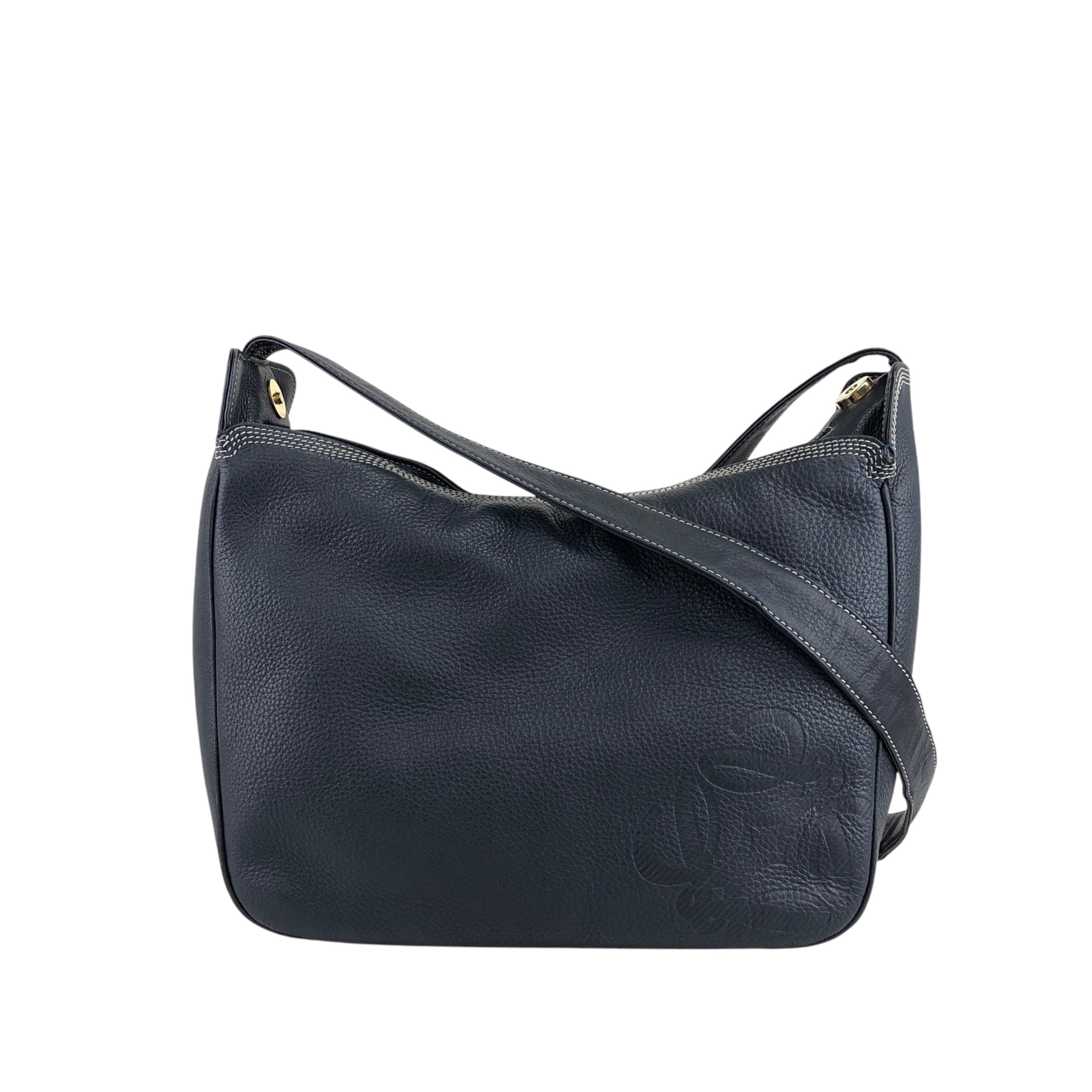 LOEWE ロエベ ショルダーバッグ ネイビー アナグラム レザー ステッチ LOEWE ロエベ ショルダーバッグ ネイビー アナグラム レザー ステッチ