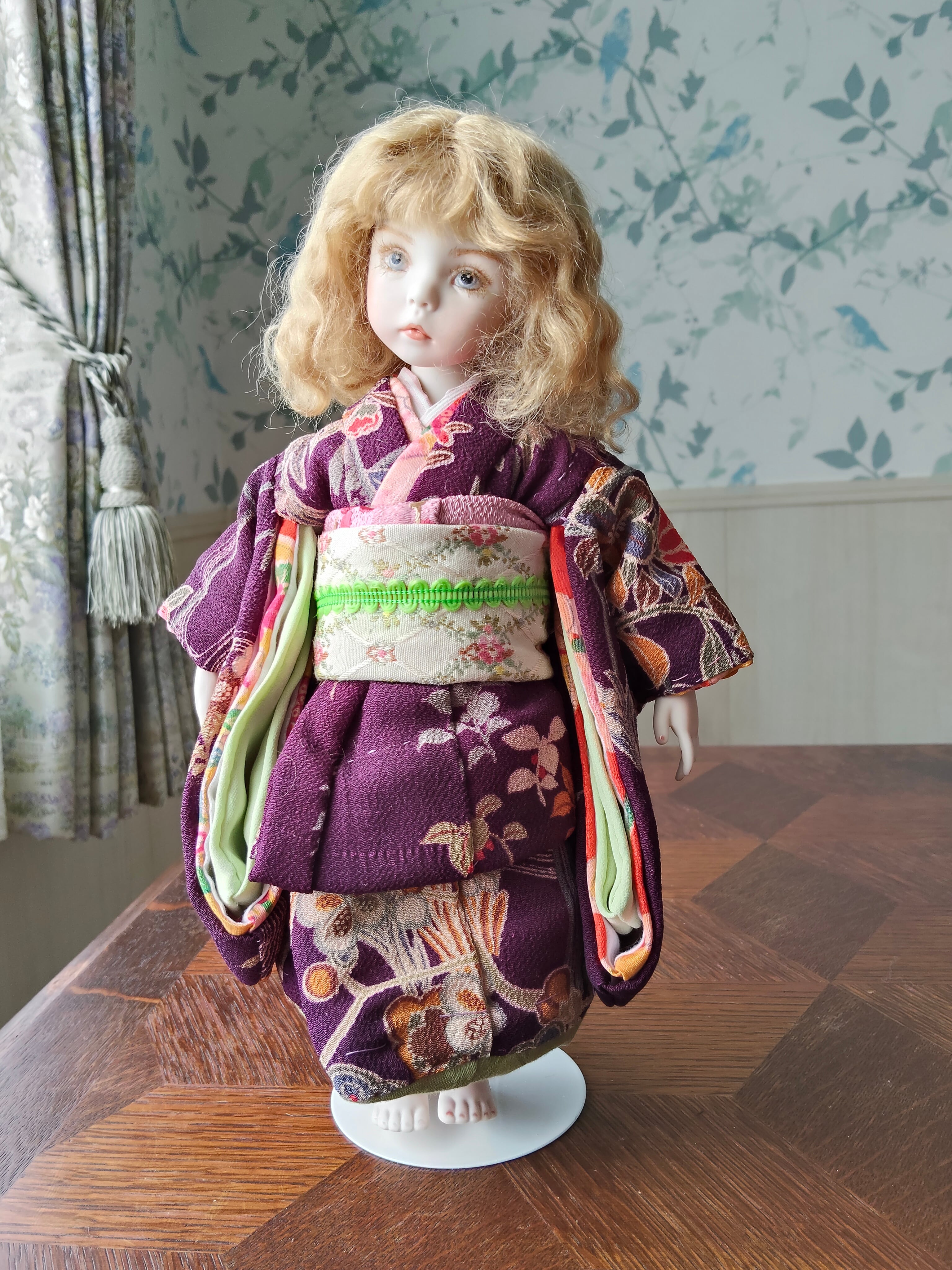 ビスクドール Bisque doll 黒 Black 着物 kimono 約31cm 12in 専用箱