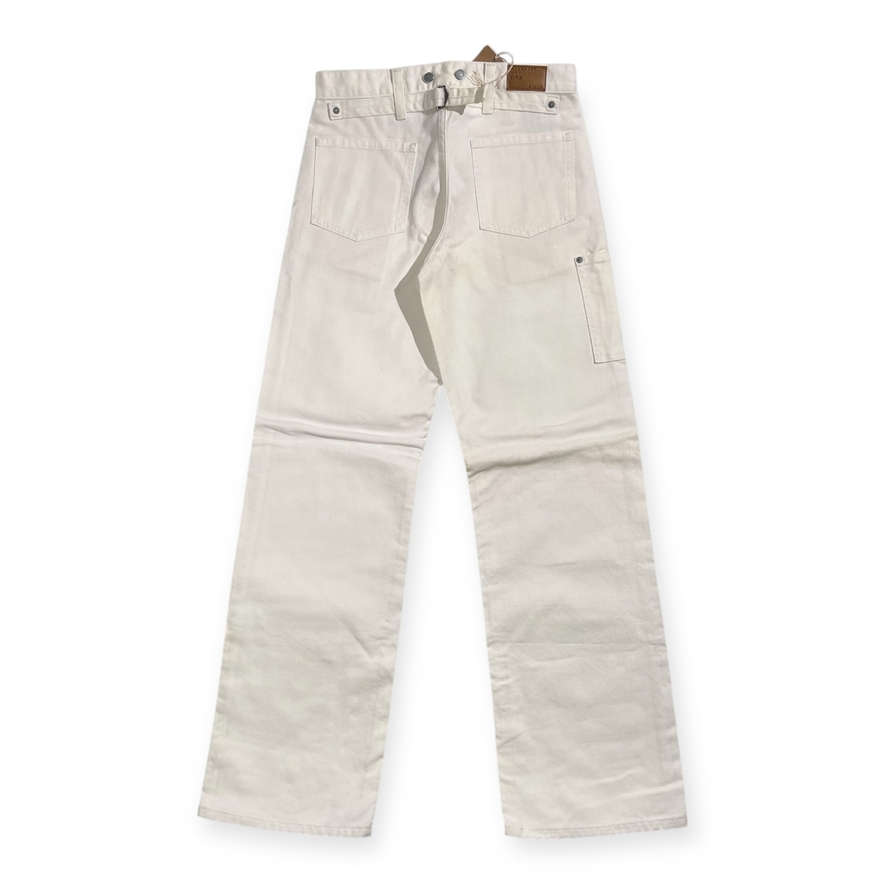 タグ付き MARGARET HOWELL マーガレットハウエル EDWIN エドウィン ホワイト デニムパンツ バックベルト サイズ W28/サスペンダーボタン