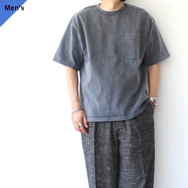 weac. HARDY 顔料染め超ヘビーウェイト天竺クルーネックT　（BLACK）