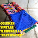 コールマン ビンテージ スリーピングバッグ パッチワークプリント ブルー 70年代 IDEALジップ コットン 寝袋 シュラフ COLEMAN キャンプ H