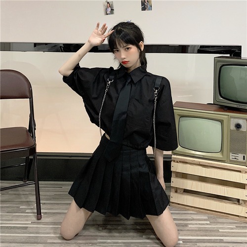 ✞ ダークチェーン ♥カワイイ♥シャツブラウストップス ✞ゴスロリ SM ミリ 甘ロリ クラロリ 和ロリ エレガント 黒ロリ 姫ロリ 華ロリ BB-BB9150661