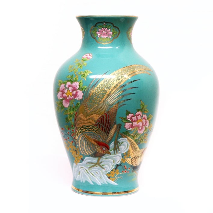 ☆未使用☆明陶☆孔雀 花瓶高級