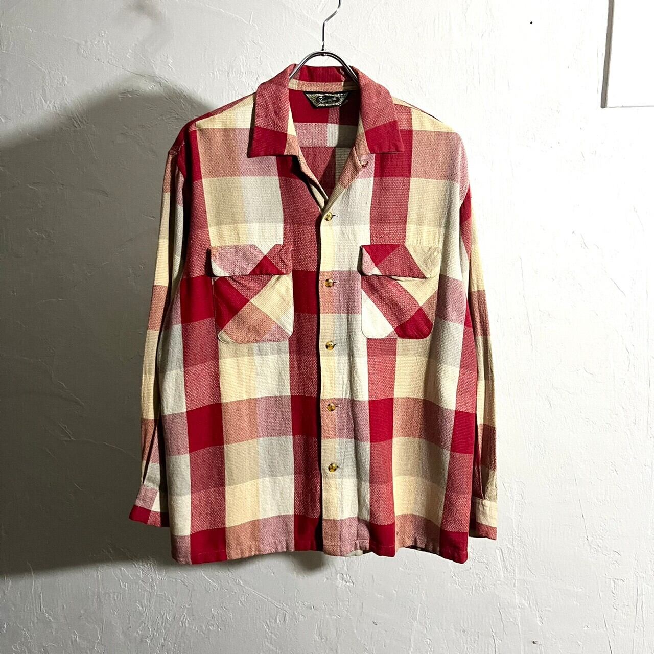 60s Open Collar Check Shirt USA製