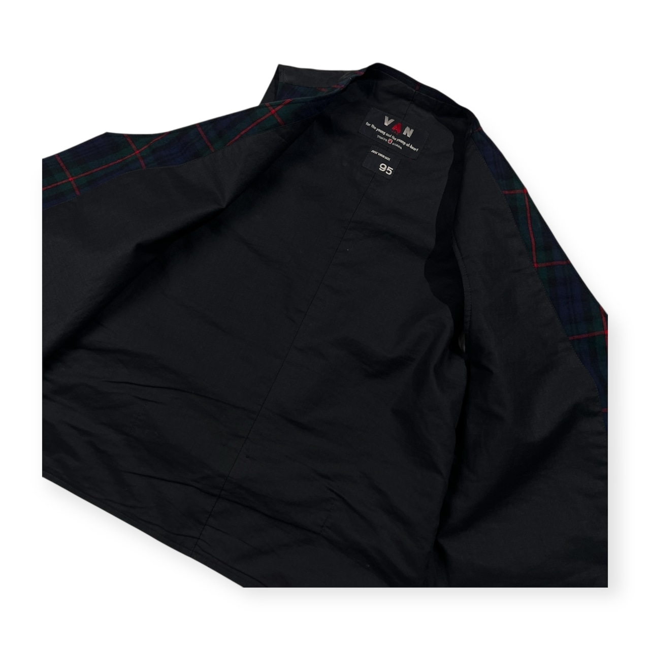 70s VAN JAC ヴァンヂャケット チェック ジレ ベスト 95 /ビンテージ/ネイビー×グリーン×レッド