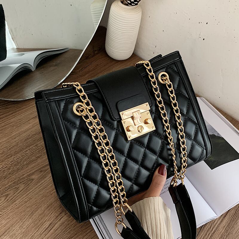 シンプルで大容量のハンドバッグレディースバッグ2020新しい流行のファッションオールマッチショルダーメッセンジャーバッグロンバス刺繍糸小さな四角いバッグ Tiancai_Wing_Bag33545157101