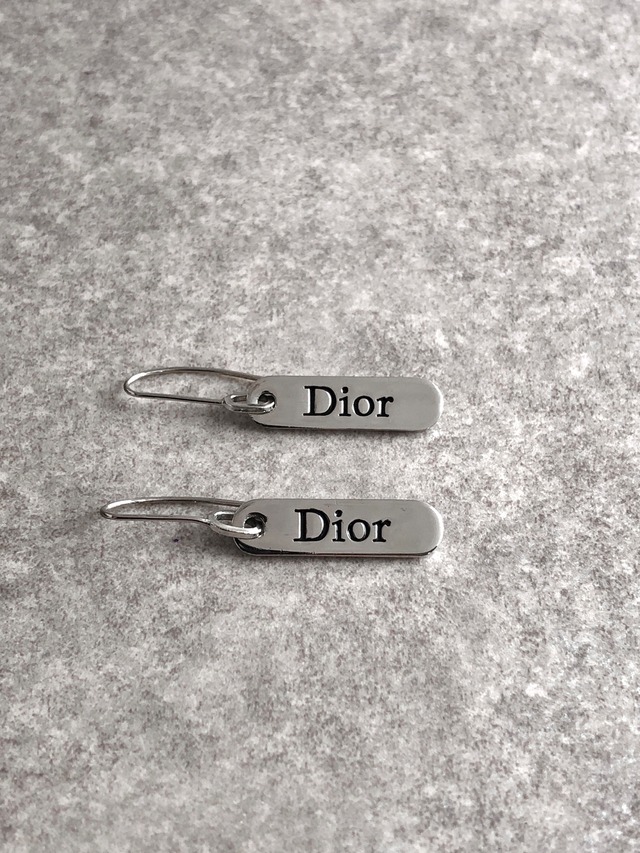 Christian Dior クリスチャン ディオール ピアス シルバー ロゴプレート vintage ヴィンテージ オールド df243r