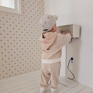 【ONU】ナチュラルボーダーフーディー beige 70~120cm 240208on