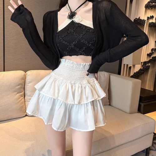 2色/シャーリングティアードミニスカート ・78598