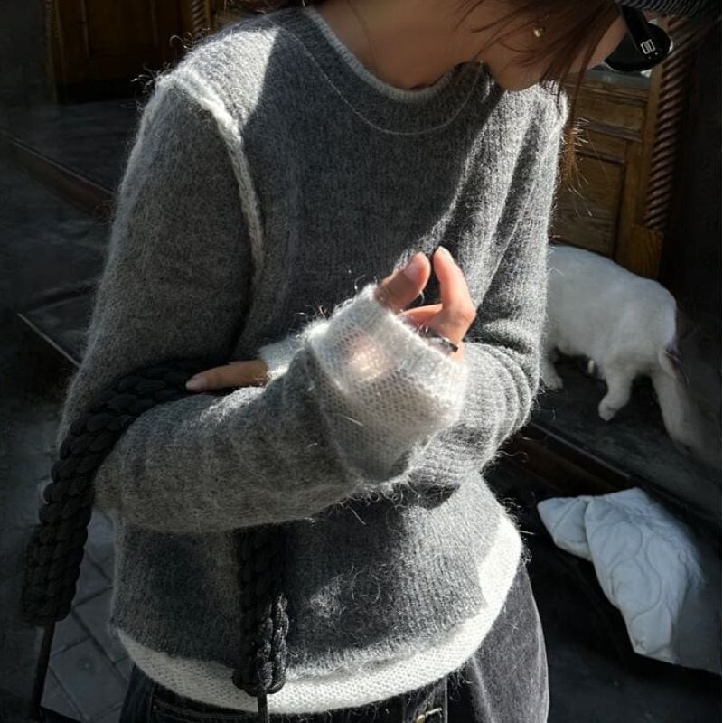 Layered like bicolor knit 2 colors V1910