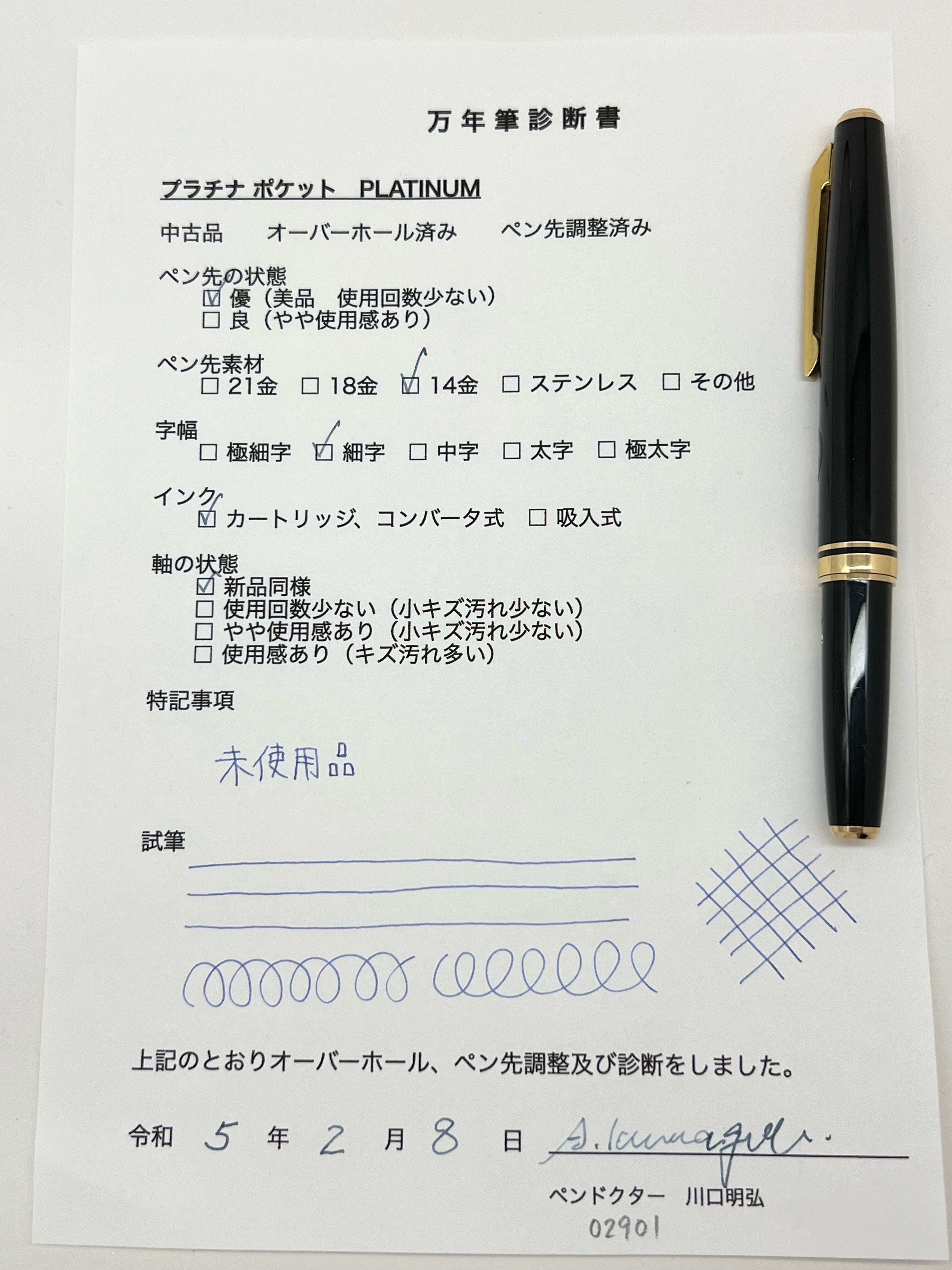 60s プラチナ ポケット PLATINUM （細字） 14K 02901 | 川口明弘の調整